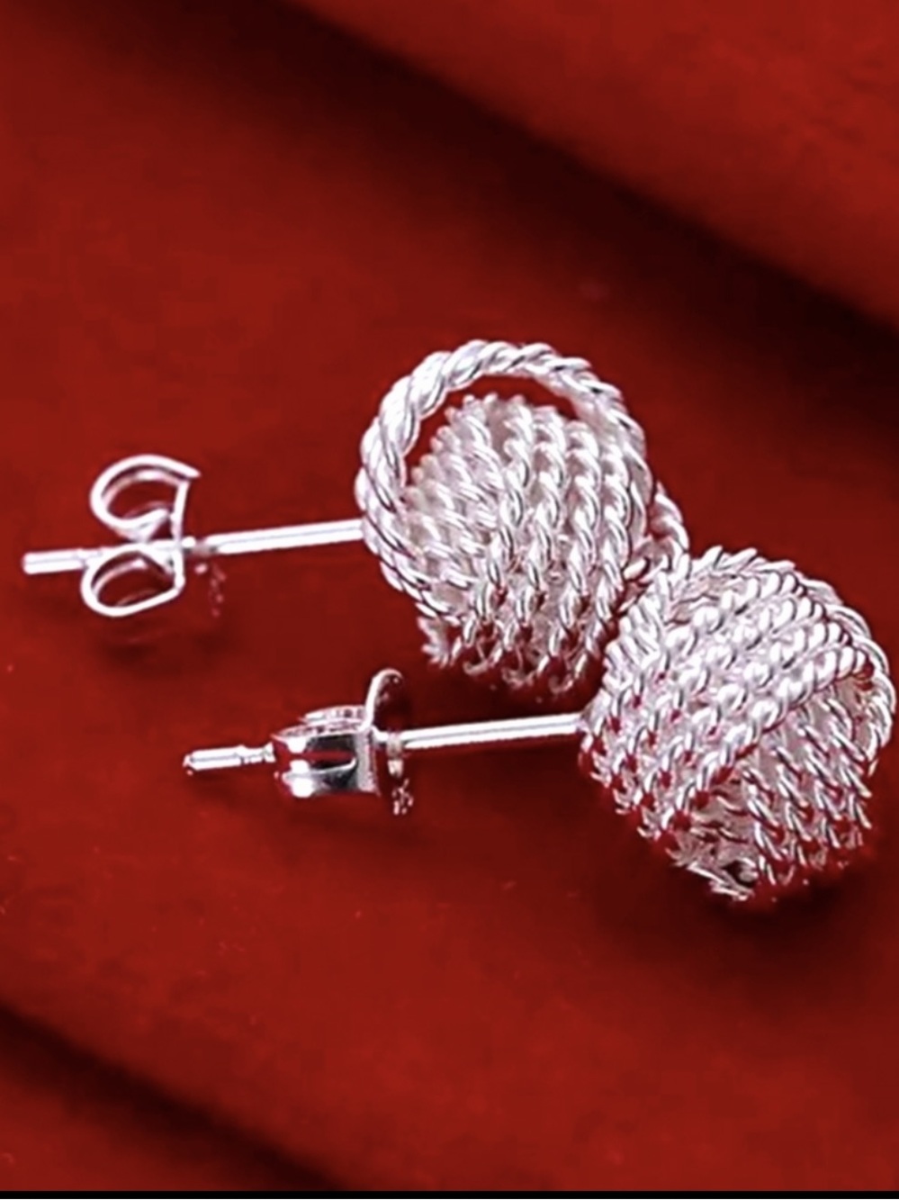 NWT Silver Mesh Knot Stud Earrings
